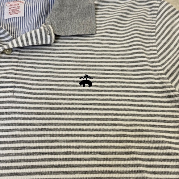 Brooks Brothers Original Fit Short Sleeve Logo Polo Golf Shirt; Grey/White; XXL - Picture 4 of 7